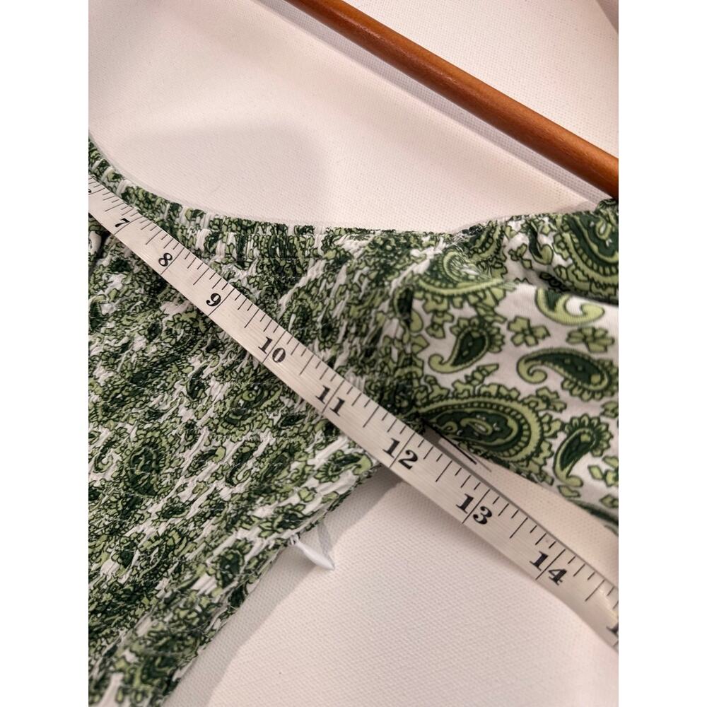 Faithfull the Brand Le Galet Smocked Midi Dress - Green Paisley - Picture 7 of 8